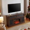 Wooakway Embossed Pattern TV Stand with 23" fireplace insert, TV and Media Console with Open and Closed Storage Space - 3 of 4