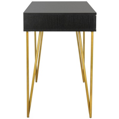 Chic Transitional Black and Gold Home Office Desk with Dual Drawers