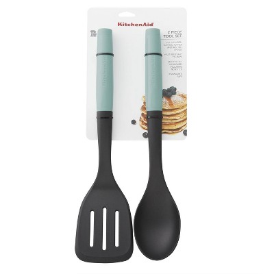 Aqua and Black Nylon Spoon and Turner Set
