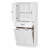 ORRD Bathroom Storage Cabinet with 2 Laundry Baskets, Drawer, and Doors, Compact Organizer for Home, White - 3 of 4