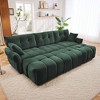 DOMETOUR 3-Seater Sofa Set with 3 Ottomans & Pillows, Solid Wood Frame, Textured Chenille, for Living Room/Office/Hotel, Green - 3 of 4