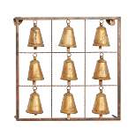 Metal Bell Square Frame Wall Decor Brass - Olivia & May