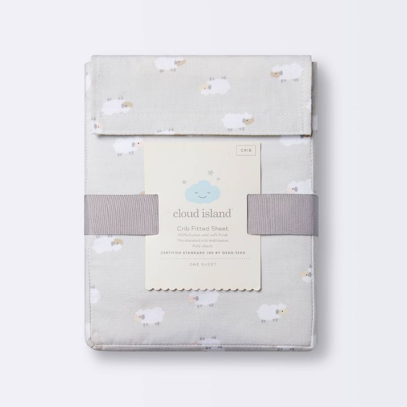 Crib Fitted Sheet Lambs - Cloud Island&#8482; Gray, 6 of 7