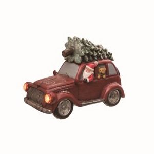 Transpac Resin 8.75 in. Multicolor Christmas Light Up Transportation Santa Figurine - 1 of 2