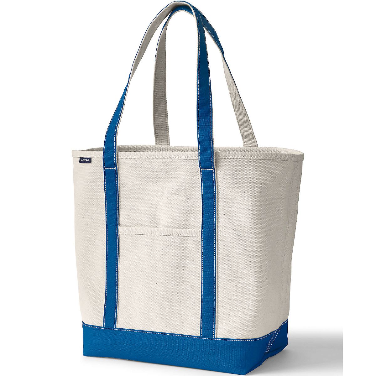 Lands' End Open Top Long Handle Canvas Tote Bag