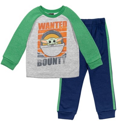 Star Wars Mandalorian Baby Yoda Raglan Sweatshirt & Pants Green