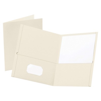 Oxford Leatherette Report Cover, 8-1/2 x 11 Inches,  2-Pocket, White, pk of 25