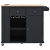 LunaLulinlk Kitchen Island with Power Outlet,Kitchen Storage Island with Adjustable Storage for Home, Kitchen, and Dining Room, Black - 3 of 4