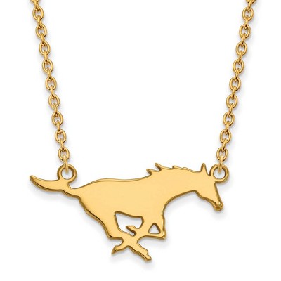 Black Bow Jewelry 10k Yellow Gold Southern Methodist Mustangs NCAA Necklace 18 Inch