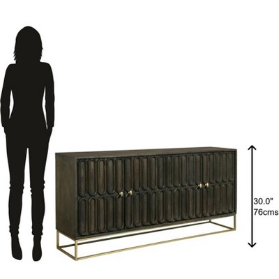 Transitional Silver and Brown 60'' Media Console with Cabinet