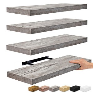 Sorbus 24 x 9 Inch 4 Pack Wall Mounted Floating Wood Shelves - for Bedroom, Kitchen, Living Room, Bathroom - 1 of 4