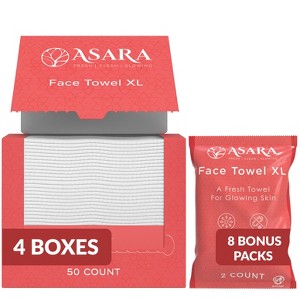 Asara Disposable Face Towel XL Facial Wipes Makeup Remover - Organic Vegan Biodegradable Face Towels - 1 of 4