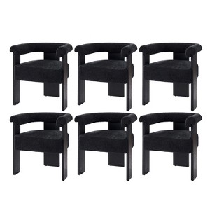 Gerry Boucle Dining Chair Set of 6 With Round Solid Back|ARTFUL LIVING DESIGN - 1 of 4