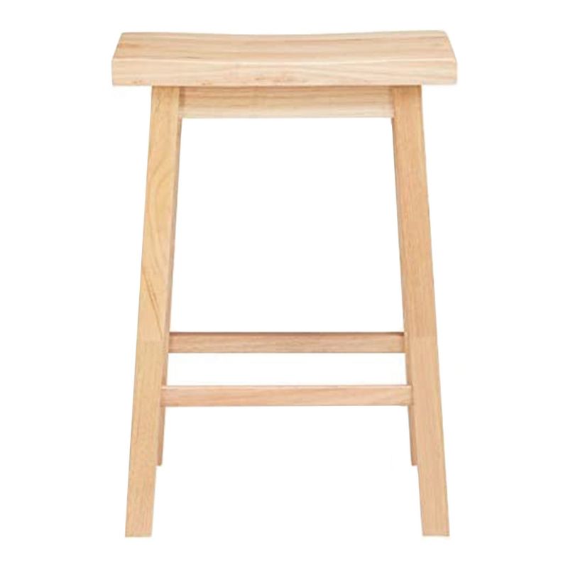 PJ Wood Classic Modern Solid Wood 24 Inch Tall Backless Saddle-Seat Easy Assemble Counter Stool for All Occasions, Natural (1 Piece), 4 of 7