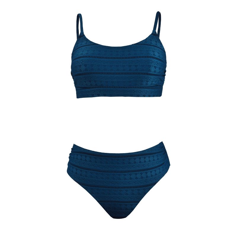 Women's Textured Tie Back Mid Waist Bikini Sets Swimsuit - Cupshe, 2 of 7