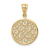 Black Bow Jewelry 14k Yellow Gold Filigree Scroll Circle Pendant, 16mm (5/8 inch) - 3 of 4