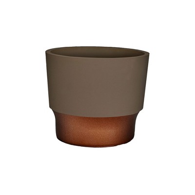 The HC Companies 3 Inch Round Plastic Sprite Decorative Indoor Flower Succulent Planter Pot with Drain Plug Hole, Artisan Taupe