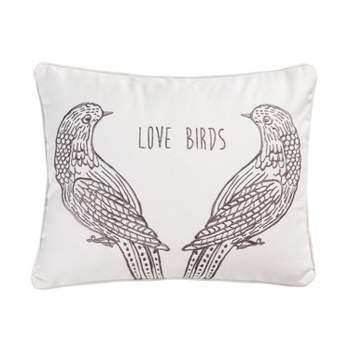 Tanzie Love Birds Pillow - Grey & White - Levtex Home