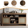 Rattan TV Cabinet, 58 Inch Wooden TV Stand with 4 Open Shelves and 2 Door Cabinets, Farmhouse Entertainment Center - 4 of 4