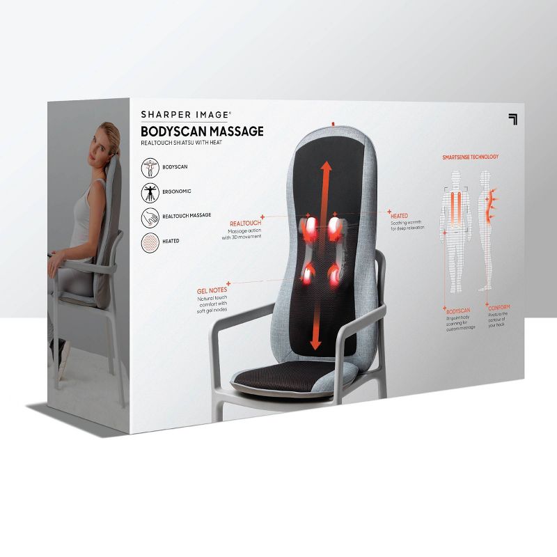 Sharper Image Smartsense Shiatsu Realtouch Chair Pad Massager with Heat - Black, 4 of 9