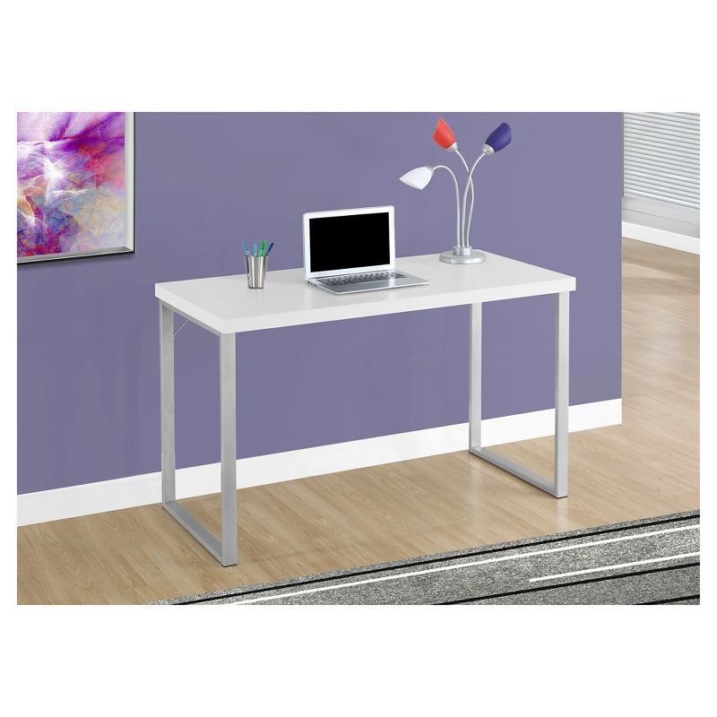 Contemporary Silver Metal Computer Desk - EveryRoom, 3 of 7