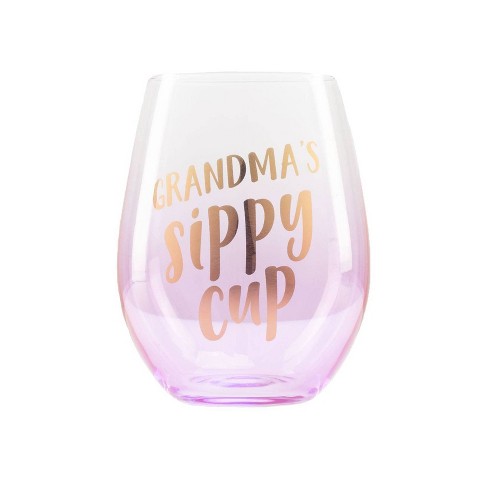Stemless Wine Glasses for Grandma (15oz) - Funny Wine Glasses for
