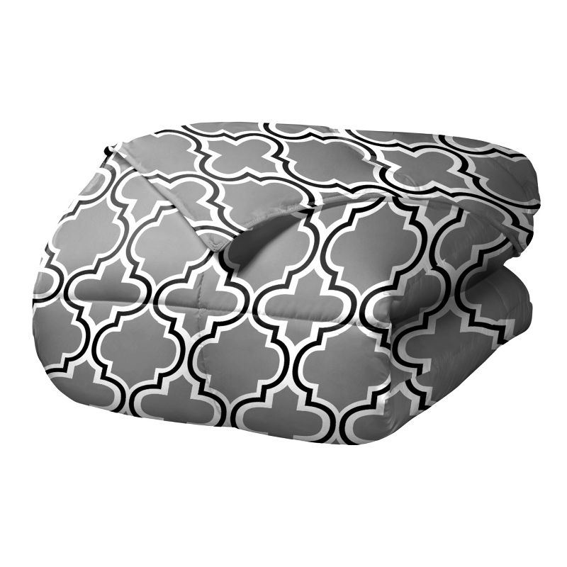 Modern Trellis Geometric Wrinkle-Resistant Down Alternative 3-Piece Comforter Set by Blue Nile Mills, 2 of 6