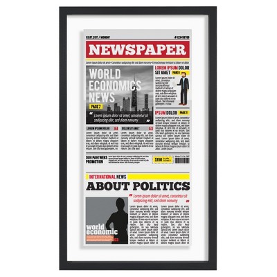 Americanflat Floating Frame for Newspaper - Composite Wood & Plexiglass - 15x26 - Black