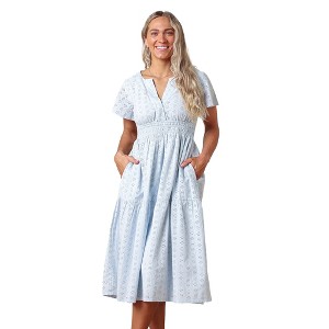 Hope & Henry Women's  Bell Sleeve Tiered Eyelet Dress - 1 of 4