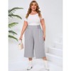 Coolmee Women Plus Size Palazzo Pants Wide Leg Smocked Waist Casual Loose Pants with Pockets - 4 of 4