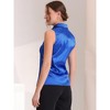 Allegra K Women's Satin Work Collar Sleeveless Button Down Shirts - 3 of 4