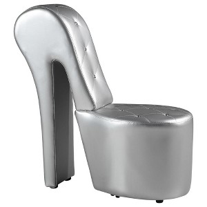 Best Master Furniture,High Heel Faux Leather Crystal Studs Shoe Chair - 1 of 4