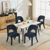 Set of 2 Dining Chairs with Hollow Backrest, Chenille Upholstered Armless Chairs with Metal Frame for Dining Room-Baofuwish - 3 of 4