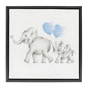 Stupell Industries Elephant Family with Blue Balloons, 18" x 18" - 1 of 4