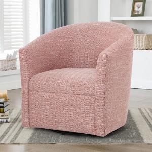 Fabric Swivel Accent Chair with Dacron-Wrapped Cushion, Wrap-Around Seat, and 360-Degree Swivel - 1 of 4