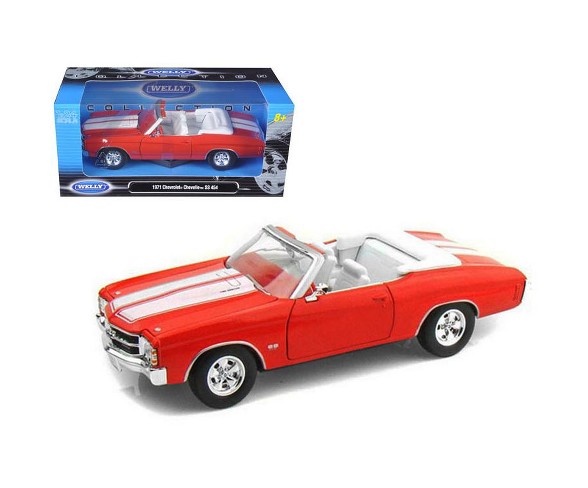 1971 Chevrolet Chevelle SS 454 Convertible Orange 1/24 Diecast Model Car by Welly