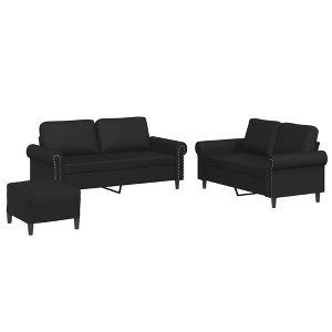 vidaXL Sofa Set Black Faux leather, metal, textilene, plywood - 1 of 4