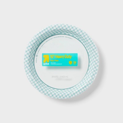 Disposable Plates - 24ct - Aqua Gingham - 10" - up&up™