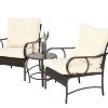 ELJGET 3-Piece Patio Furniture Set PE Wicker Conversation Bistro Set with Tempered Glass Table - 2 of 4