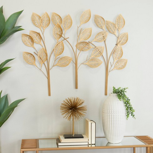 29 x 36 Metal Leaf Wall Decor Gold - Olivia & May