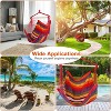 LakeForest"Portable Canvas Hammock Chair with Wooden Stick, 265lbs Capacity, 2 Pillows for Porch & Patio"Blue&Red - 4 of 4