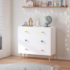 ORRD Kids 3-Drawer Dresser, White Nursery Storage Cabinet with Anti-Tip Design, Baby Nightstand for Bedroom and Toddler Room - 1 of 4