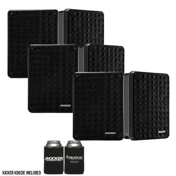 Kicker KB6 Indoor Outdoor Patio Speaker Bundle in Black 6 Speakers total