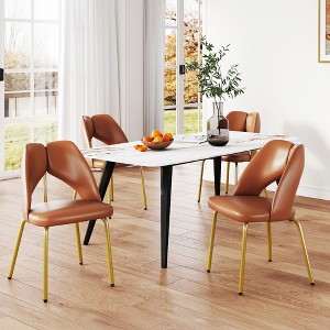 PU Leather Dining Chairs Set Of 4, Modern Kitchen Dining Room Chairs with Padded Seat Waterproof Non-Slip, Comfortable Dinner Chairs - 1 of 4