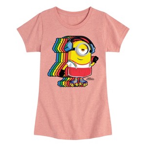 Girls' - Despicable Me Minions - Retro Rainbow Skater Fitted Short Sleeve Graphic T-Shirt - 1 of 4