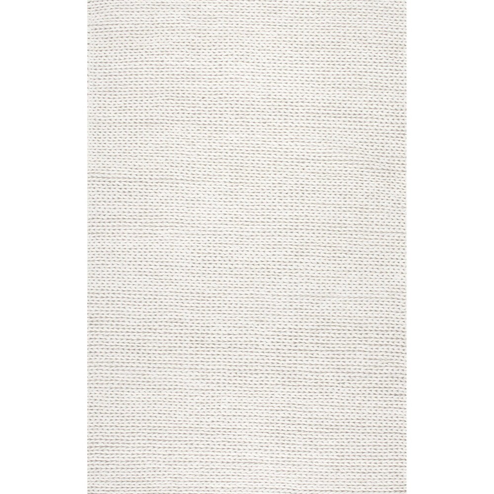  Hand Woven Chunky Woolen Cable Area Rug Off White
