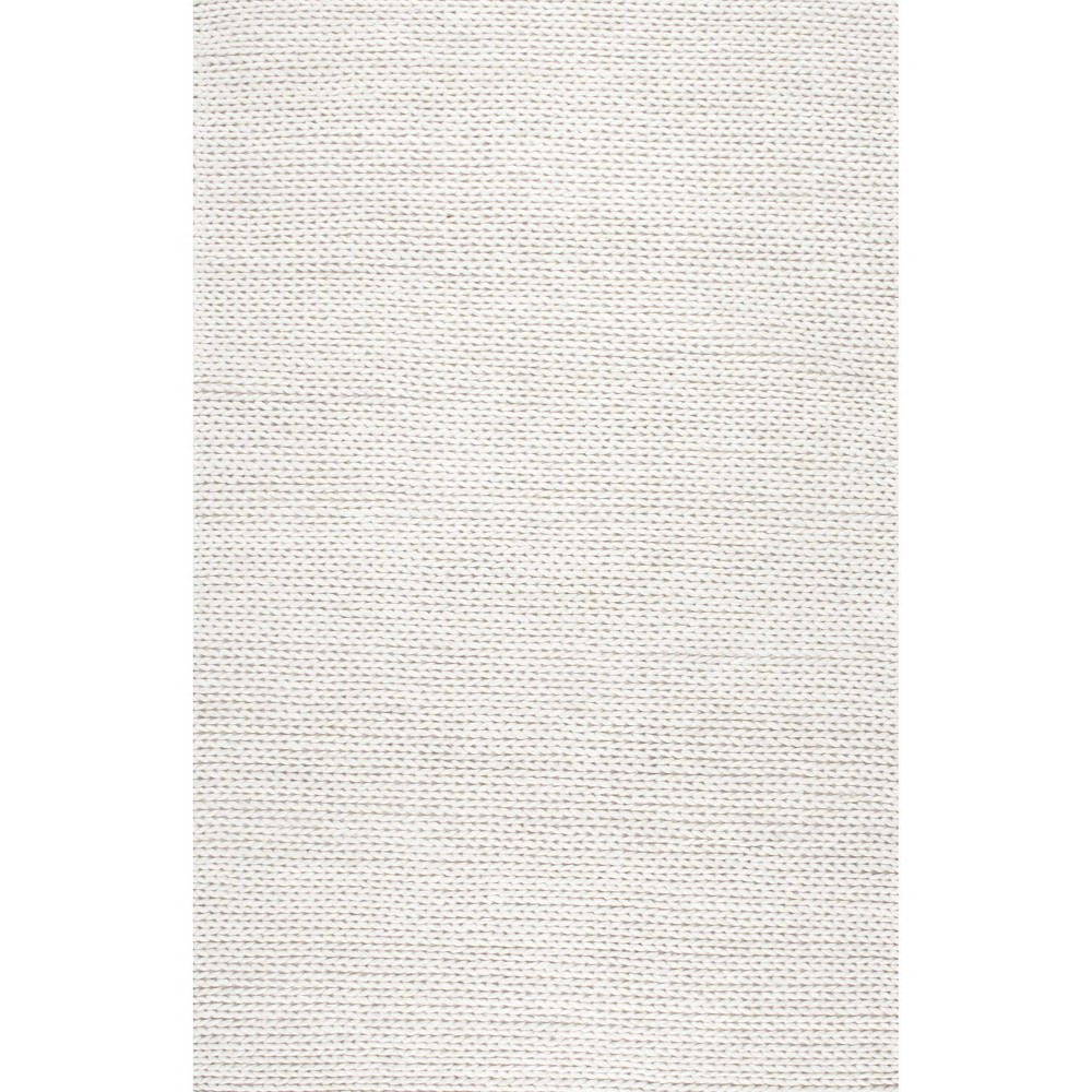 12'x15' Hand Woven Chunky Woolen Cable Area Rug Off White - nuLOOM