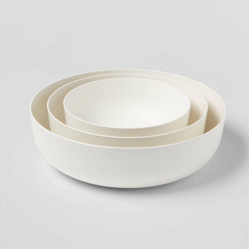 3pc Plastic Nesting Serving Bowls White - Made By Design&#8482;, 4 of 5