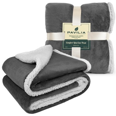 Charcoal Reversible Sherpa Fleece Throw Blanket 50" x 60"