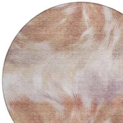HomeRoots 8' Copper And Ivory Round Abstract Washable Indoor Outdoor Area Rug